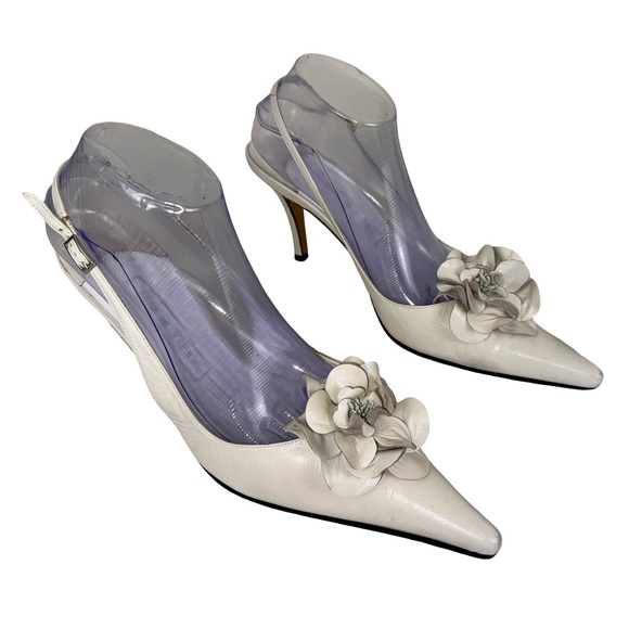 JOIE DE VIVRE SLINGBACK LEATHER PUMPS IN LIGHT BEIGE - Picture 1 of 10